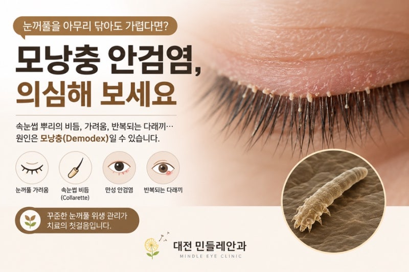 눈꺼풀을 아무리 닦아도 가렵다면? ‘모낭충 안검염’을 의심해 보세요.