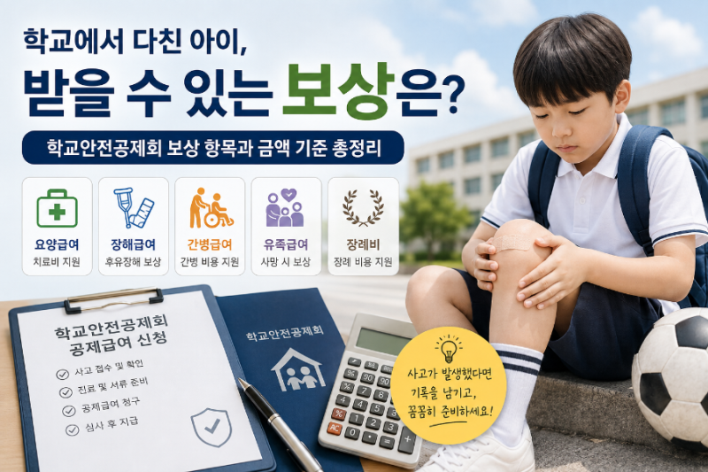 학교에서 다친 아이, 받을 수 있는 보상은? 학교안전공제회 보상 항목과 금액 기준 총정리