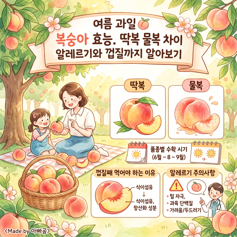 여름 과일 복숭아 효능. 딱복 물복 차이 알레르기와 껍질까지 알아보기