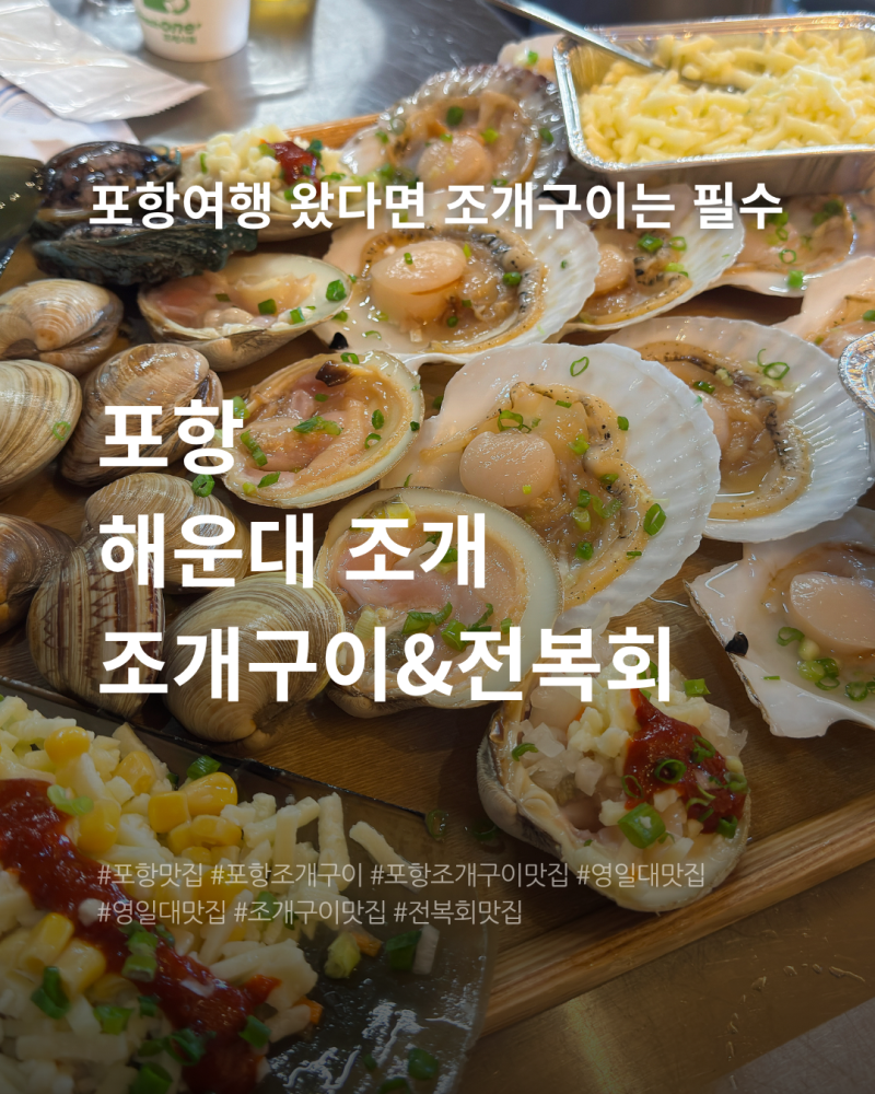 포항 조개구이 맛집 해운대조개, 영일대 조개구이 전복회 세트 후기