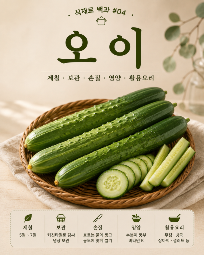 오이 보관법부터 제철까지! 한 번에 보는 오이 백과