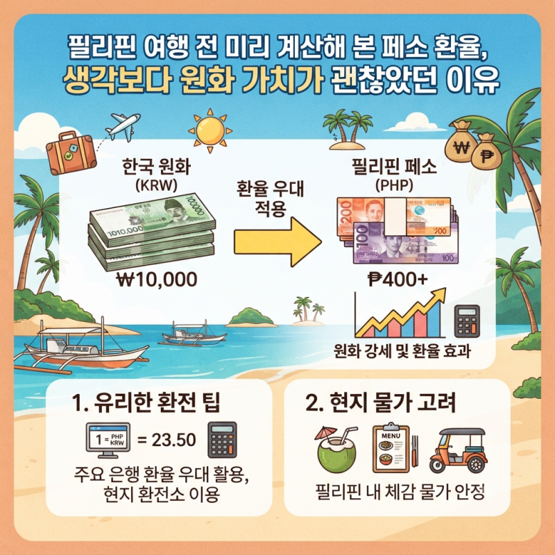 필리핀 여행 전 미리 계산해 본 페소 환율, 생각보다 원화 가치가 괜찮았던 이유