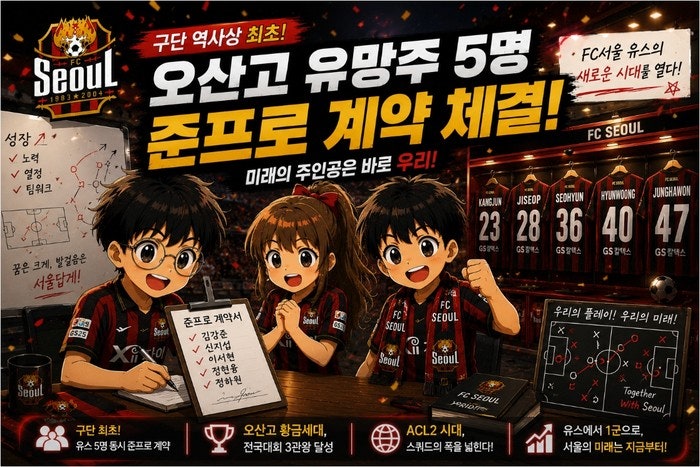 FC서울 오산고 5명 준프로 계약, ACL2 앞두고 유스 대거 콜업한 이유