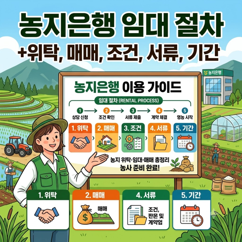 농지은행 임대 절차 (+ 위탁 +매매 +조건 +서류 +기간)