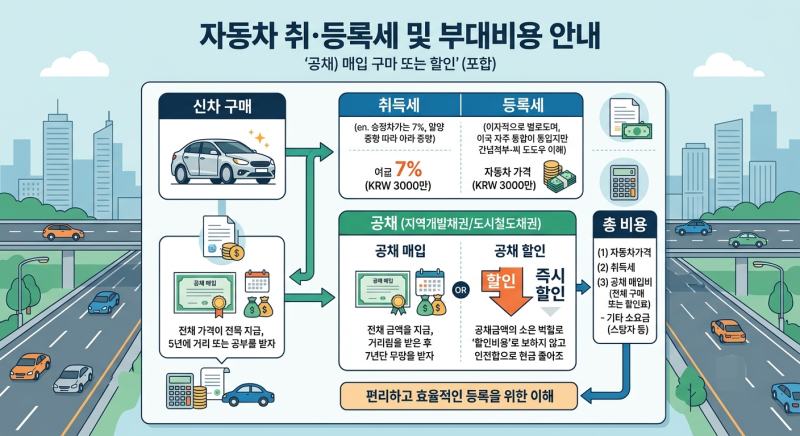 [담오토하우스] 신차·중고차 등록 필수 상식: 취등록세 7%의 비밀과 공채 매입 매커니즘 완벽....