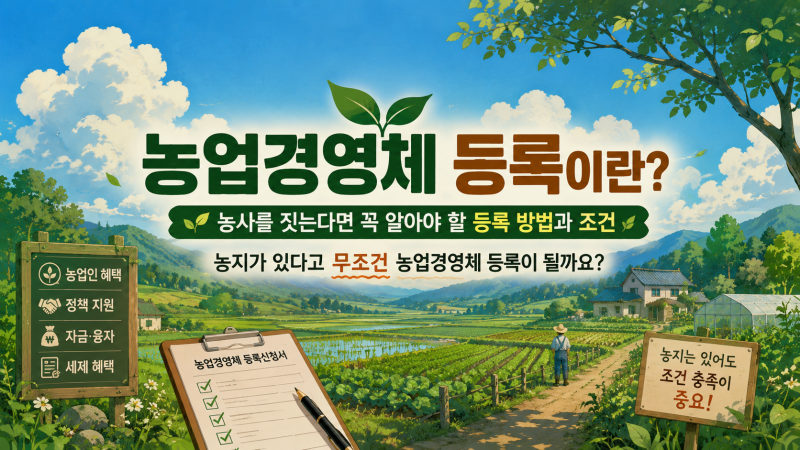 농업경영체 등록이란? 농사를 짓는다면 꼭 알아야 할 등록 방법과 조건