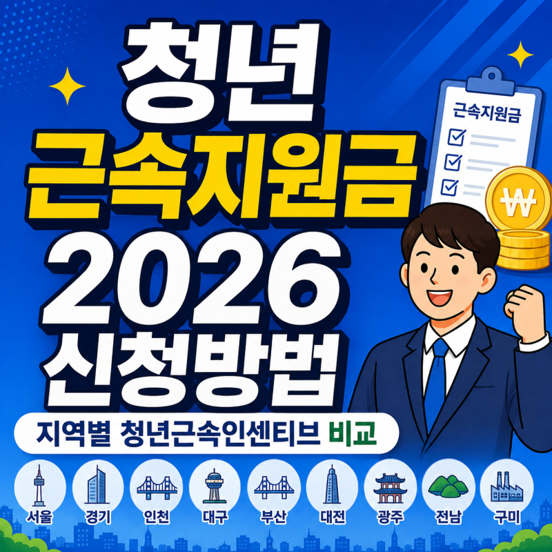 청년 근속지원금 2026 신청방법 총정리(서울 경기 인천 대구 부산 대전 광주 전남 구미 지역별....