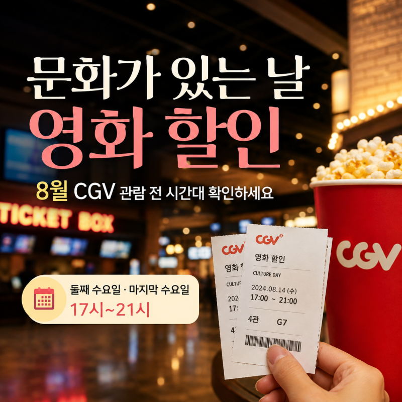 「文化がある日」の映画割引、8月のCGV鑑賞前に上映時間をチェック！