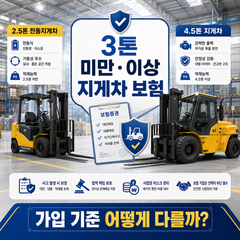 3톤 미만·3톤 이상 지게차 보험가입 기준 정리