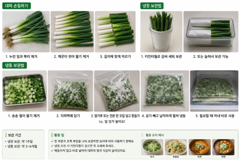 대파 오래 보관하는 법, 냉장·냉동 꿀팁으로 한 단도 버리지 않아요