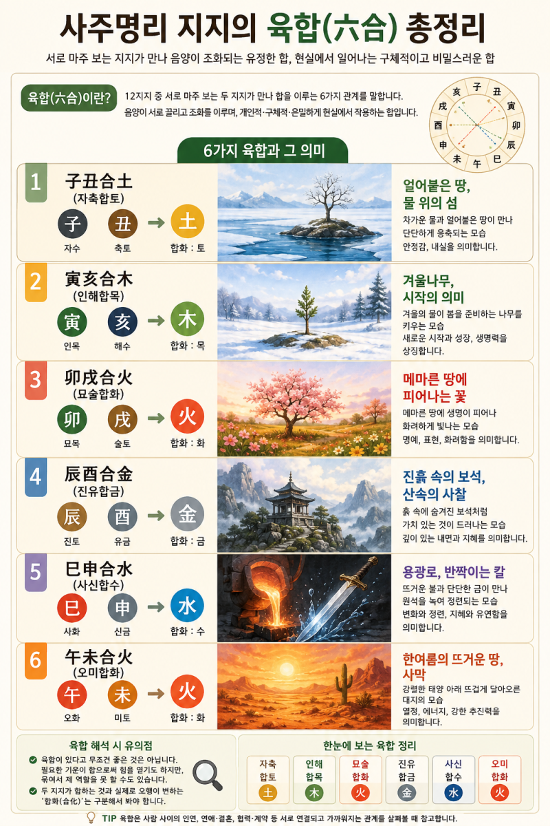 39. 사주명리 지지 육합(六合)이란? 자축합부터 오미합까지 쉽게 정리
