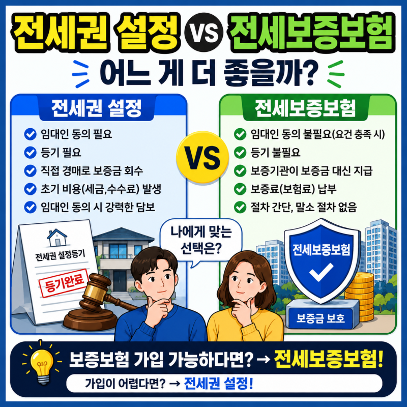 [임차인들의 필수품 ~~ 전세권설정 vs 전세보증보험 차이점이 뭘까?]