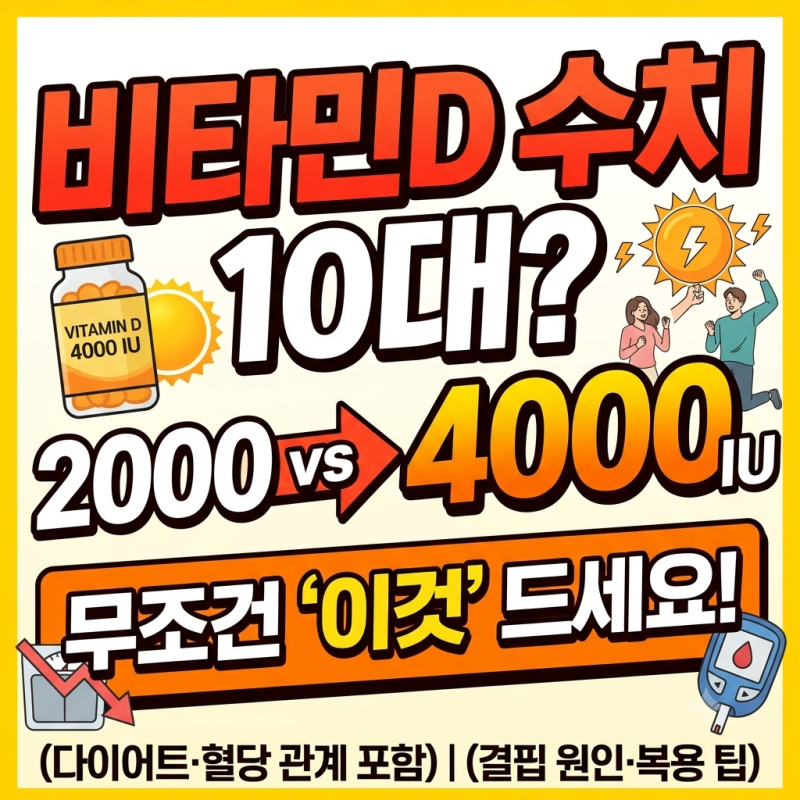 [영양제 팩트체크] 비타민D 수치 10대 결핍일 때 4000 IU 먹어야 하는 이유 (다이어트·혈당 관계....