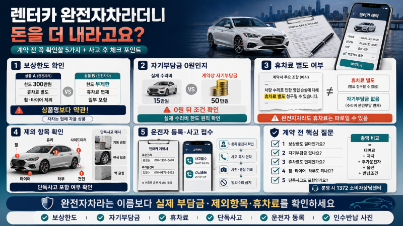 렌터카 완전자차라더니 돈을 더 내라고요? 계약 전 봐야 할 5가지