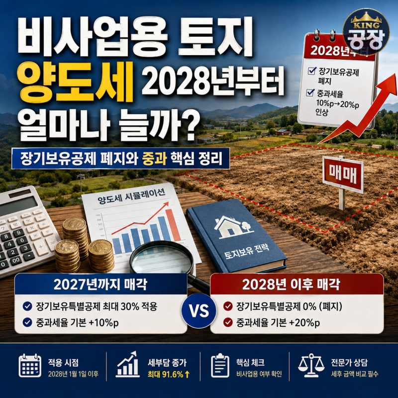 비사업용 토지 양도세 2028년부터 얼마나 늘까? 장기보유공제 폐지와 중과 핵심 정리