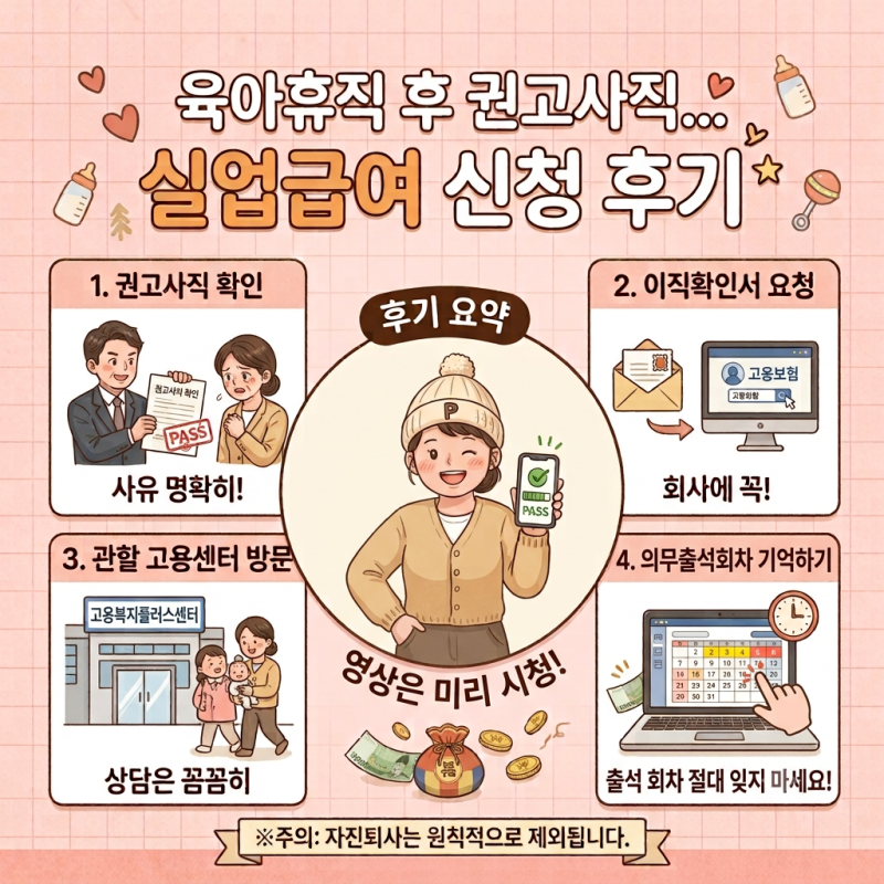 육아휴직 후 권고사직, 실업급여 신청 후기(청주고용복지센터 방문 경험)