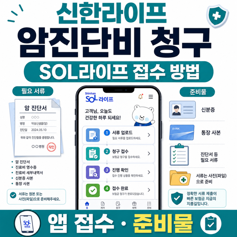신한라이프 암진단비 청구 서류와 SOL라이프 접수 방법 필요 서류 준비물