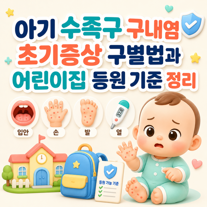아기 수족구 구내염 초기증상 구별법과 어린이집 등원 기준 정리