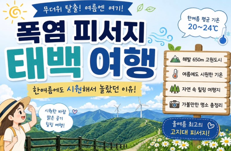 8월 폭염 피해 강원 태백으로 갔습니다｜50대가 오전 9시부터 오후 5시까지 돌아본 한여름 시....