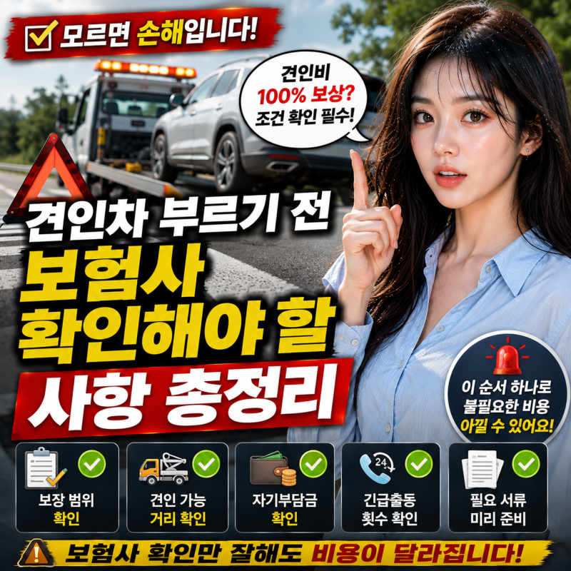 견인차 부르기 전 보험사 확인해야 할 사항 총정리
