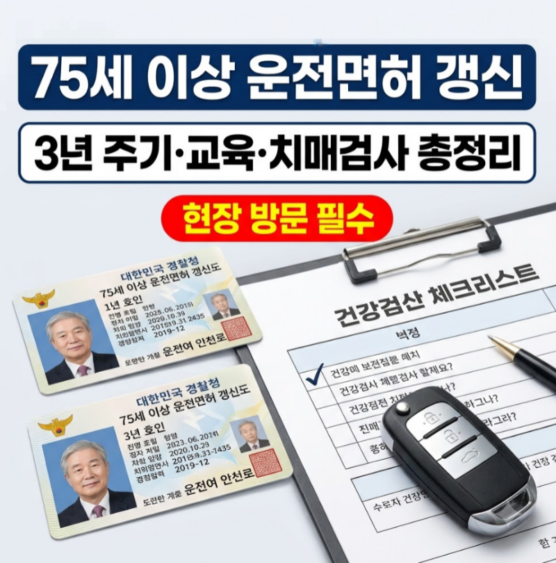 "병원 검사부터 받아야 할까?" 75세 고령운전자 면허 갱신 3단계 완벽 가이드