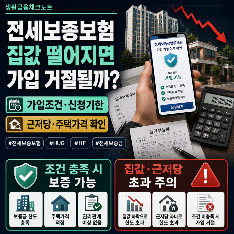 전세보증금반환보증 가입조건, 집값 떨어지면 거절될까? 보증료·신청기한 총정리