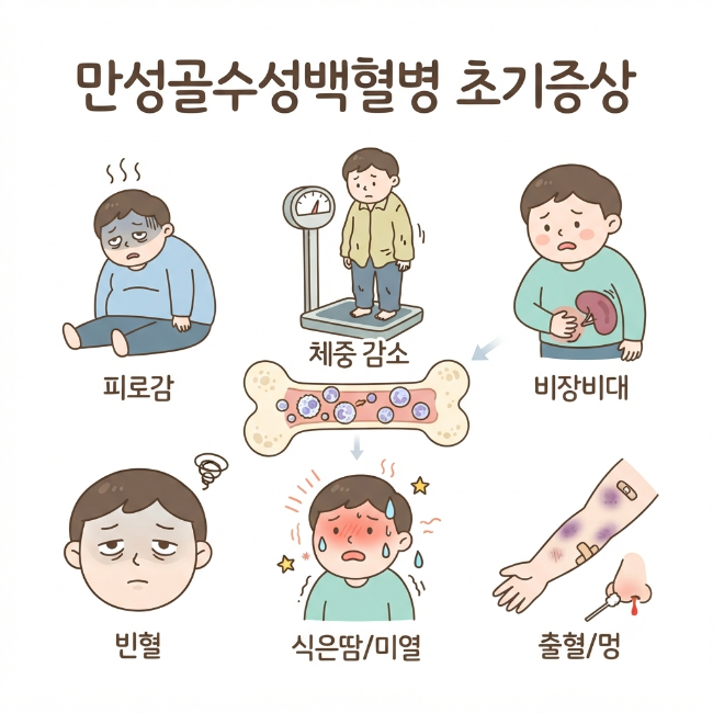 만성골수성백혈병 초기증상 총정리｜피로·체중 감소·비장비대가 보내는 위험 신호