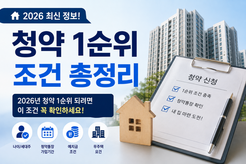 청약통장 1순위 조건 2026 총정리｜가입기간·납입횟수·예치금까지 알아보기