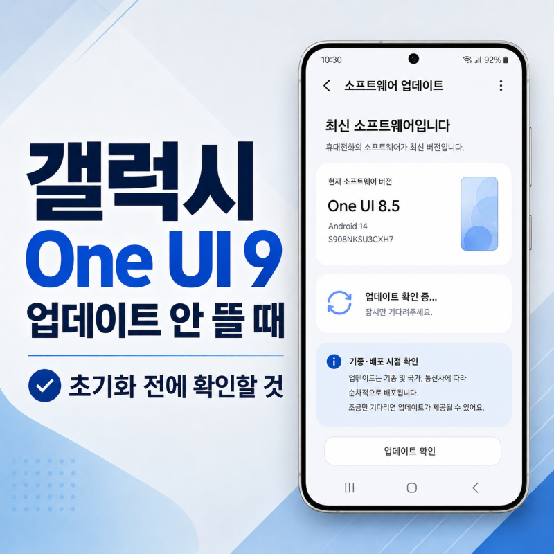 갤럭시 One UI 9 업데이트 안 뜰 때, 초기화하기 전에 확인할 배포 대상과 버전 차이