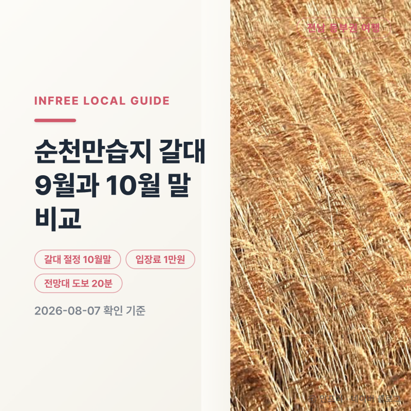 순천만습지 갈대 시기, 9월과 10월 말 방문 비교 기준