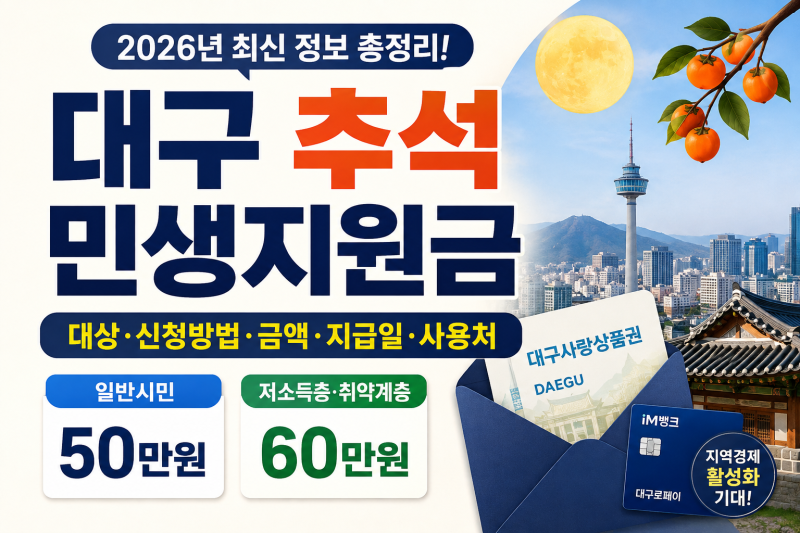“대구도 50만원 받을까?” 2026 추석 민생지원금 지급 여부 총정리