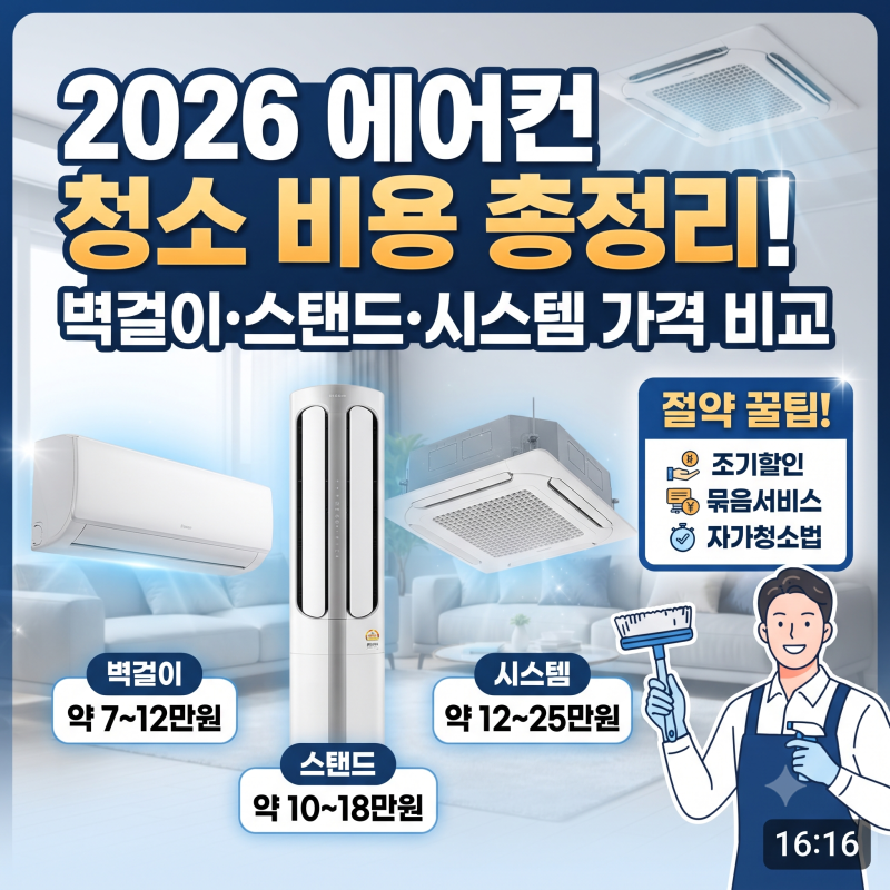 2026 에어컨 청소 비용 총정리! 벽걸이·스탠드·시스템에어컨 가격 비교와 절약 꿀팁