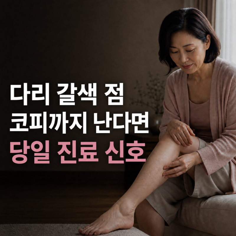 다리에 후추 같은 갈색 점, 색소성자반증 확인 순서