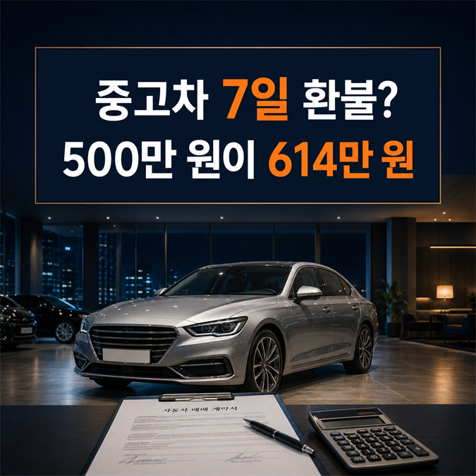 중고차 7일 환불 가능할까? 500만 원 매물이 614만 원이 된 이유
