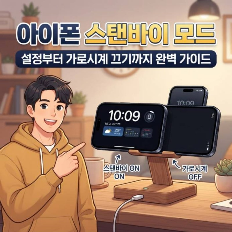 아이폰 스탠바이 모드 설정 하는법 및 가로 탁상 시계 끄는 방법 완벽 가이드