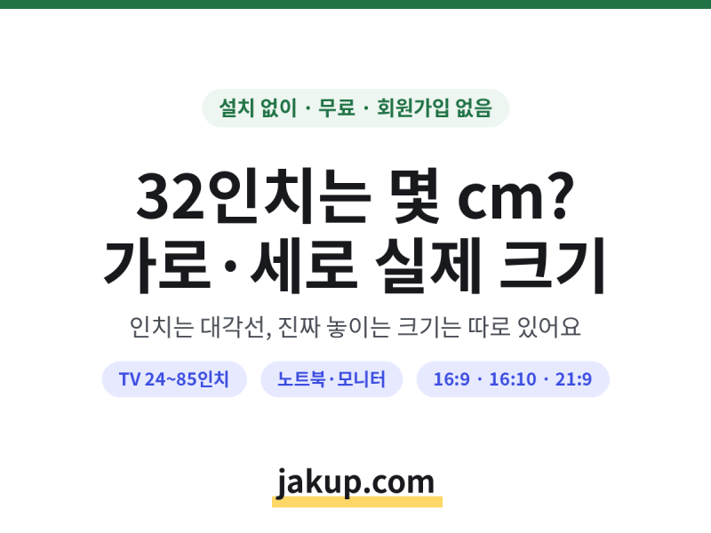 42인치 TV 가로 세로 | 인치별 실제 크기표 | 인치 cm 변환