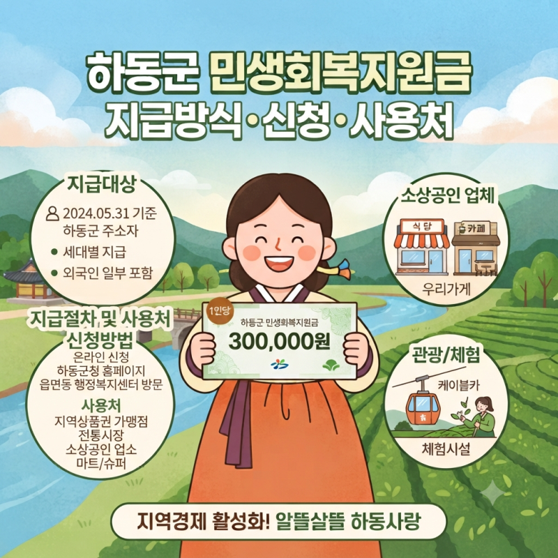 하동군 민생회복지원금 1인당 30만원 사용처와 하동사랑상품권 지급 방식 총정리