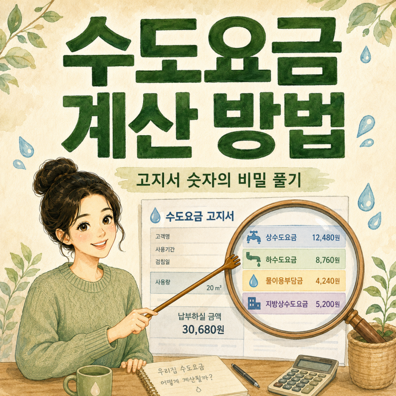 수도요금 계산 방법, 고지서 4가지 항목부터 직접 확인하기