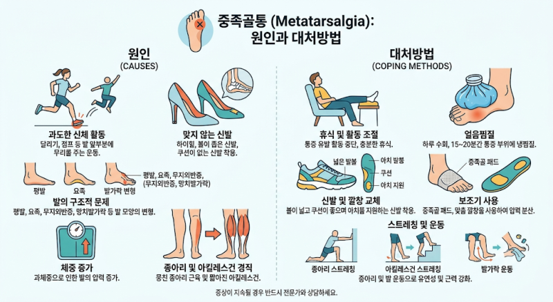 [건강73] 걸을 때 발바닥 앞쪽(발가락 아래) 통증 원인과 대처 방법