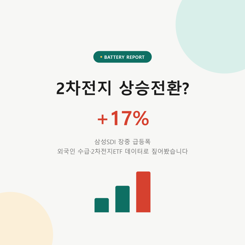 2차전지 상승전환 신호, 삼성SDI 외국인 수급과 2차전지ETF 장대양봉으로 짚어보기