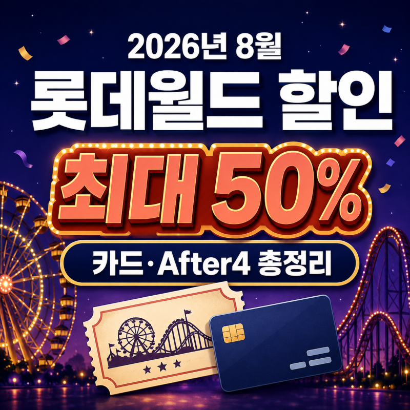 2026년 8월 롯데월드 할인 총정리｜카드 50%·나마네카드 30%·After4 비교
