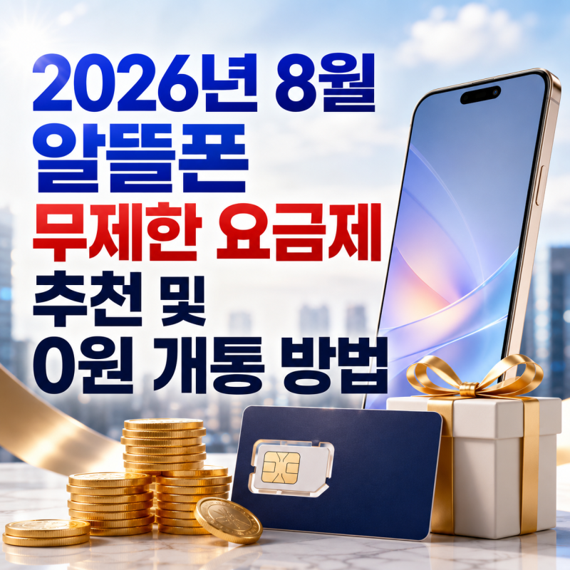 2026년 8월 알뜰폰 무제한 요금제 추천 및 0원 개통 방법