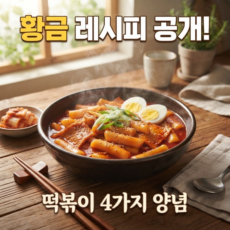황금 비율 보장하는 떡볶이 황금 레시피 4가지 양념 쌀떡볶이 활용법, 지금 바로 공유해 드립....