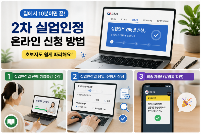 실업급여 2차 실업인정 신청 하는 방법