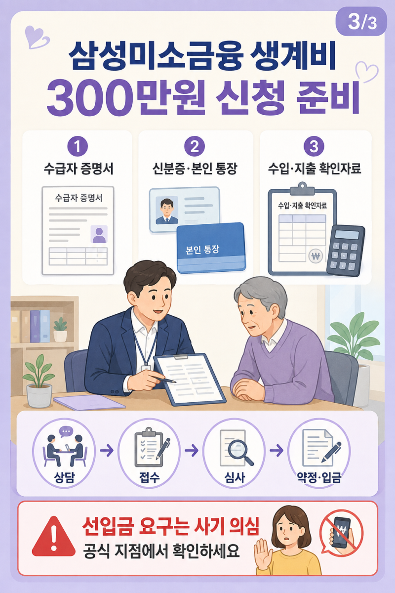기초생활수급자 300만원 대출 신청 방법, 삼성미소금융 생계비 대출 조건 방법