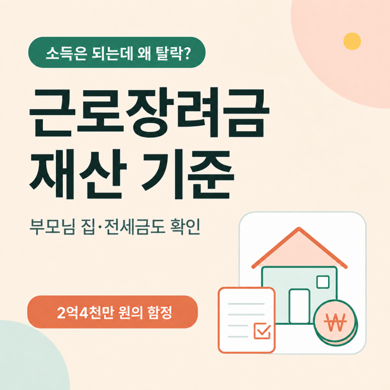 근로장려금 소득은 되는데 왜 탈락? 부모님 집·전세금까지 보는 재산 기준