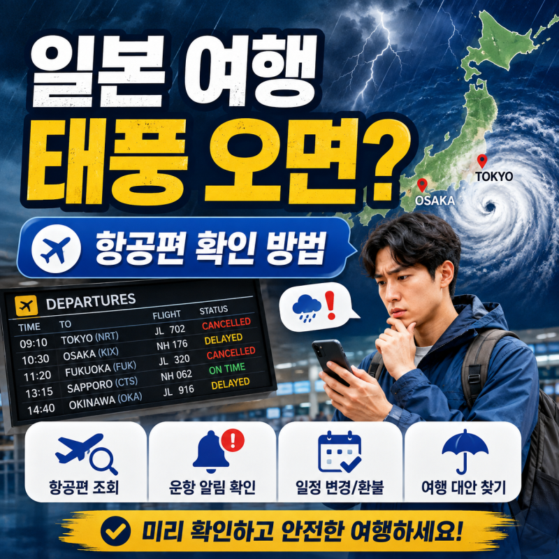 일본 여행 중 태풍 오면? 항공편 결항·지연 확인 방법