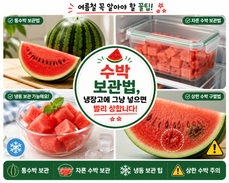 수박 보관법, 냉장고에 그냥 넣으면 빨리 상합니다 (자른 수박 냉장·냉동 보관법)
