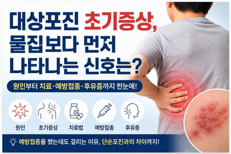 대상포진 초기증상은? 원인부터 치료, 예방접종 후에도 걸리는 이유와 후유증까지