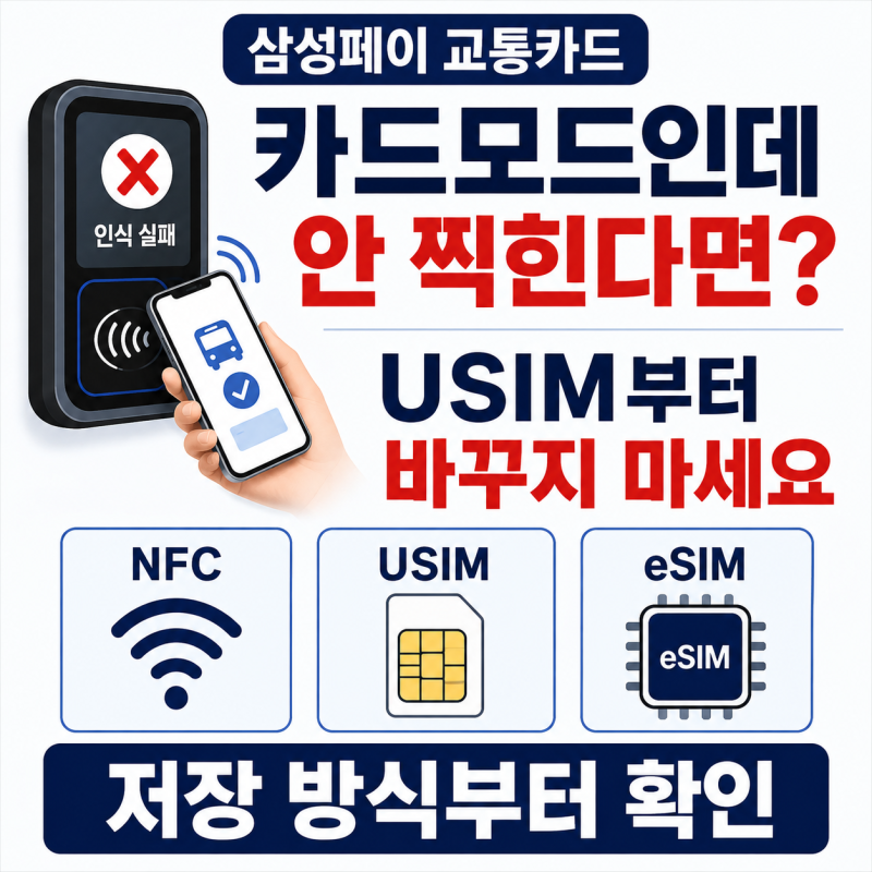삼성페이 교통카드 카드모드인데 안 찍힘｜USIM부터 바꾸기 전 확인할 것